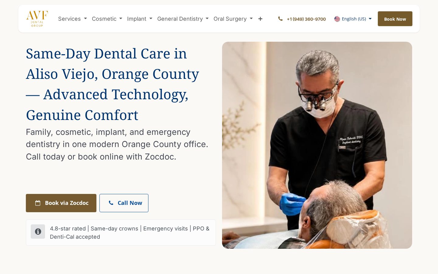 AVF Dental Group website screenshot